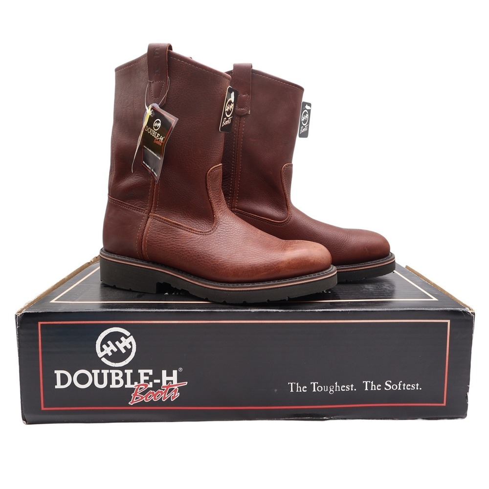 Double-H Vintage 90s Work Boots Mens 8.5 D Leather Ranchwell USA NWT Box